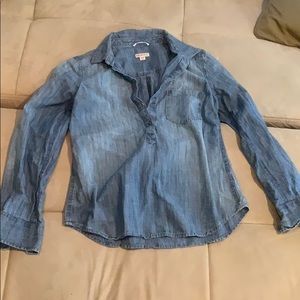 Jean half button up shirt